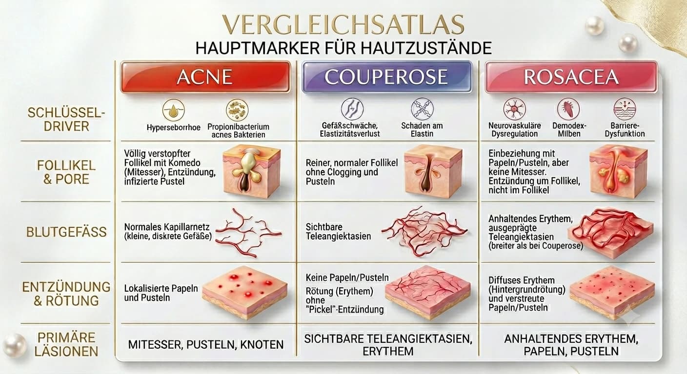 Rosazea, Akne oder Couperose? Der professionelle Leitfaden für rote, reaktive Haut
