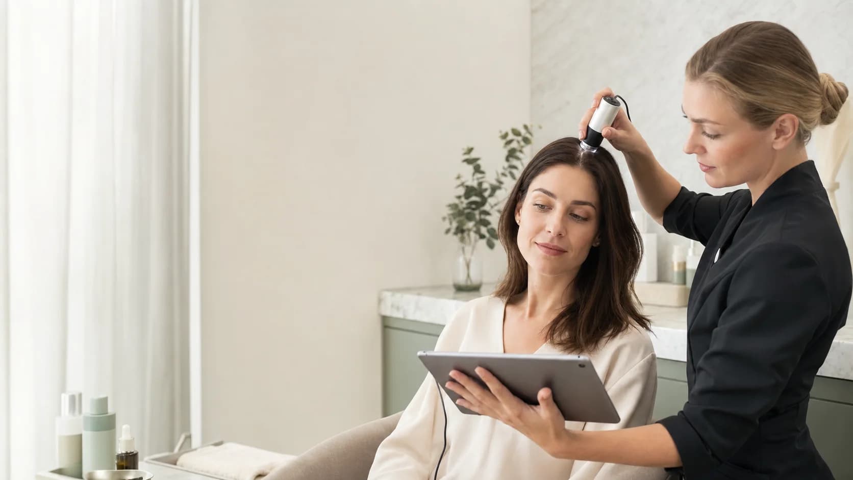 Professionelle Hair and Scalp Schulung mit digitaler Kopfhautanalyse
