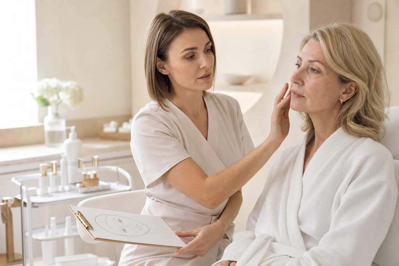 Professionelle Hautanalyse vor der Planung eines Anti-Aging-Protokolls