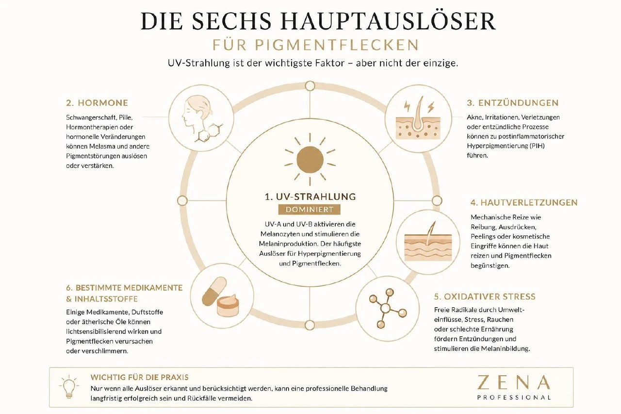 Infografik: Die sechs Hauptursachen von Pigmentflecken